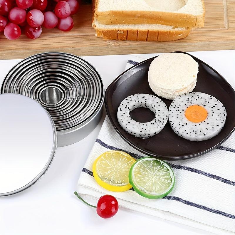 12pcs Stainless Steel Cake Mold Rings Set - Baking Tools Kitchen Gadgets