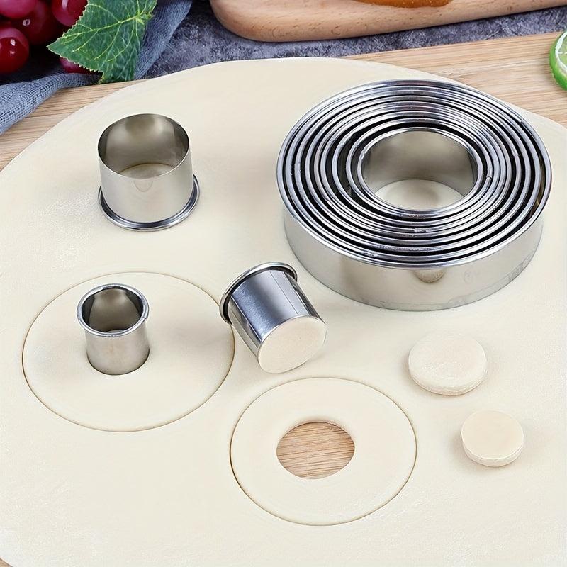 12pcs Stainless Steel Cake Mold Rings Set - Baking Tools Kitchen Gadgets
