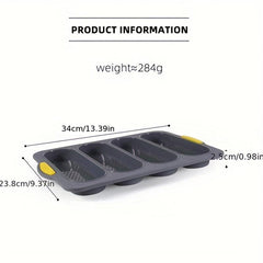 Silicone Baguette Baking Mold 4 Cavities Non Stick French Bread Pan