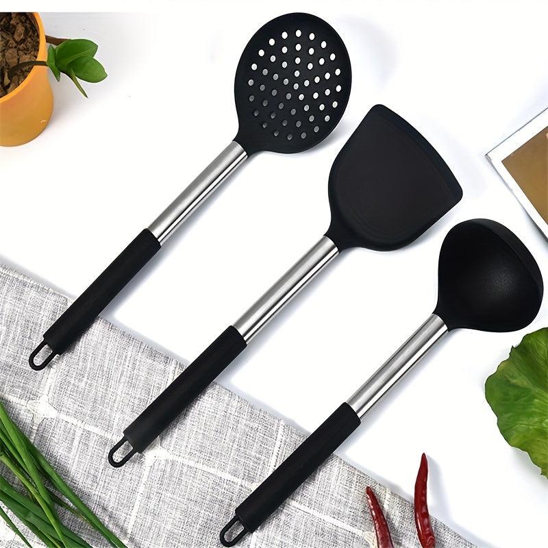5pcs Silicone Cooking Set Spoon Spatula Food Clip Leak Spoon Beater Kitchen Set