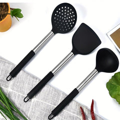 5pcs Silicone Cooking Set Spoon Spatula Food Clip Leak Spoon Beater Kitchen Set