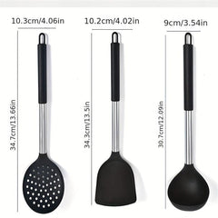 5pcs Silicone Cooking Set Spoon Spatula Food Clip Leak Spoon Beater Kitchen Set