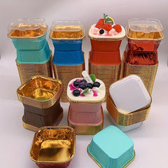 50pcs Foil Cupcake Cake Baking Cup with Cover