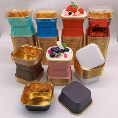 50pcs Foil Cupcake Cake Baking Cup with Cover