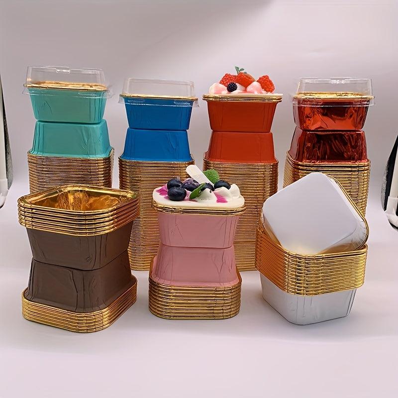 50pcs Foil Cupcake Cake Baking Cup with Cover