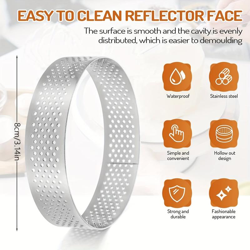 6pcs Stainless Steel Tart Rings for Mini Pies and Cakes Baking Tools