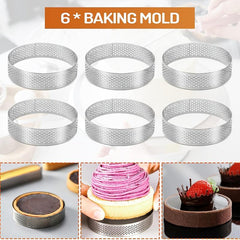 6pcs Stainless Steel Tart Rings for Mini Pies and Cakes Baking Tools