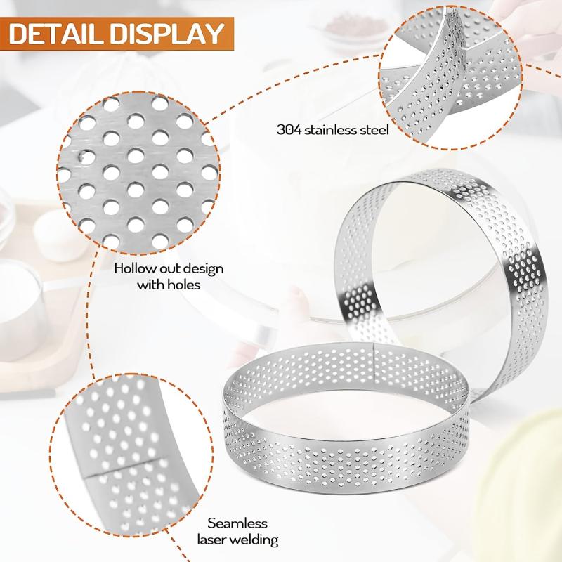 6pcs Stainless Steel Tart Rings for Mini Pies and Cakes Baking Tools