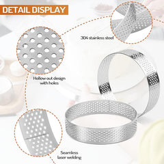 6pcs Stainless Steel Tart Rings for Mini Pies and Cakes Baking Tools