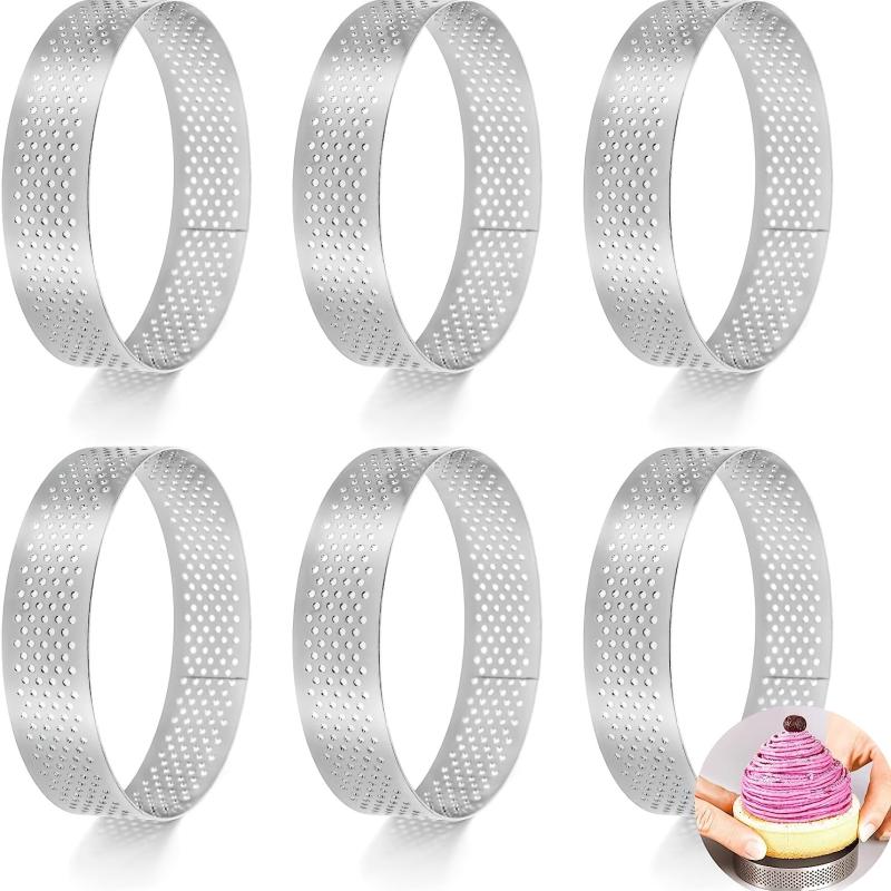 6pcs Stainless Steel Tart Rings for Mini Pies and Cakes Baking Tools