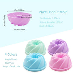 12pcs Silicone Bundt Cake Mold Non Stick Mini Fluted Cake Cups