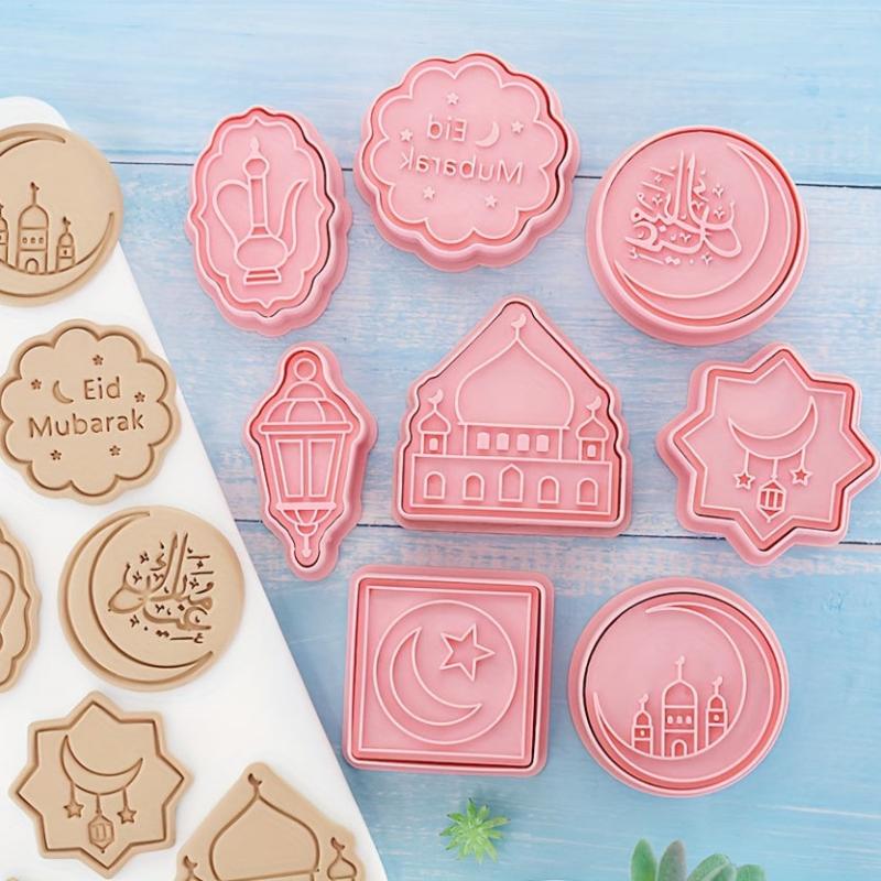 8pcs Eid Cookie Cutters Plastic Moon Star Pattern Candy Mold Eid Mubarak Biscuit
