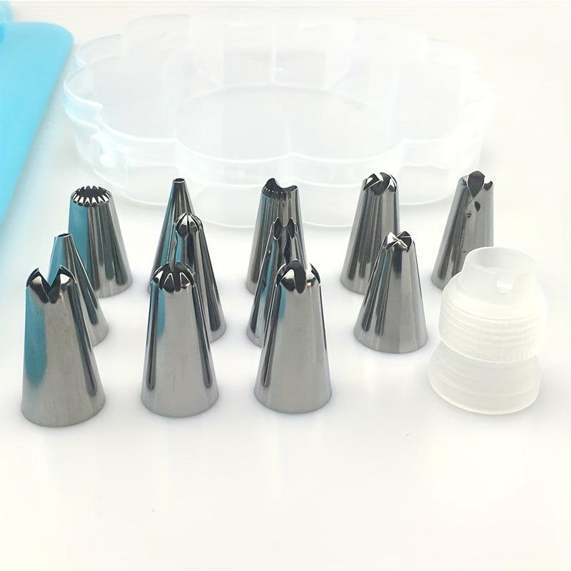 14pcs Cake Piping Nozzle Set with Bag & Storage Box
