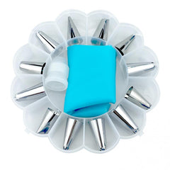 14pcs Cake Piping Nozzle Set with Bag & Storage Box