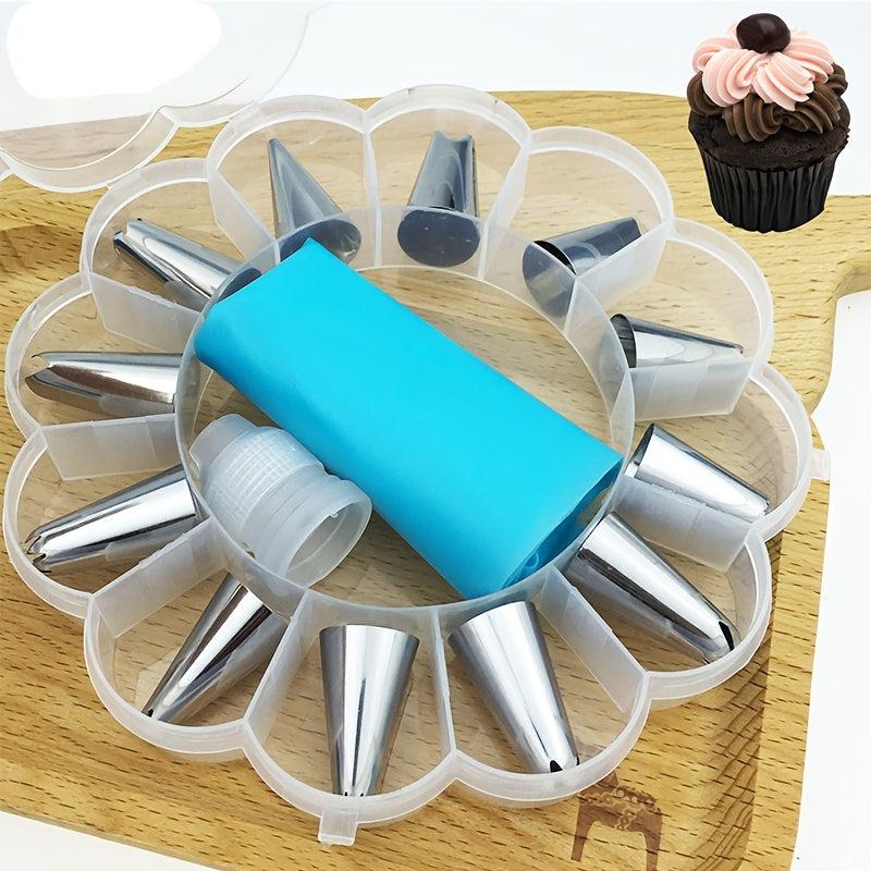 14pcs Cake Piping Nozzle Set with Bag & Storage Box