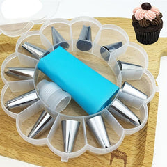 14pcs Cake Piping Nozzle Set with Bag & Storage Box