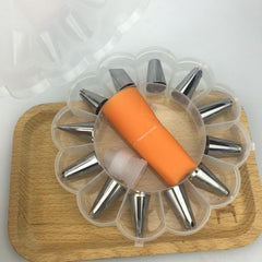 14pcs Cake Piping Nozzle Set with Bag & Storage Box