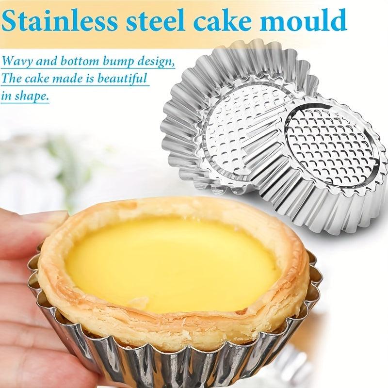 20pcs Stainless Steel Egg Tart Molds Non Stick Cake Baking Pans Kitchen Gadgets