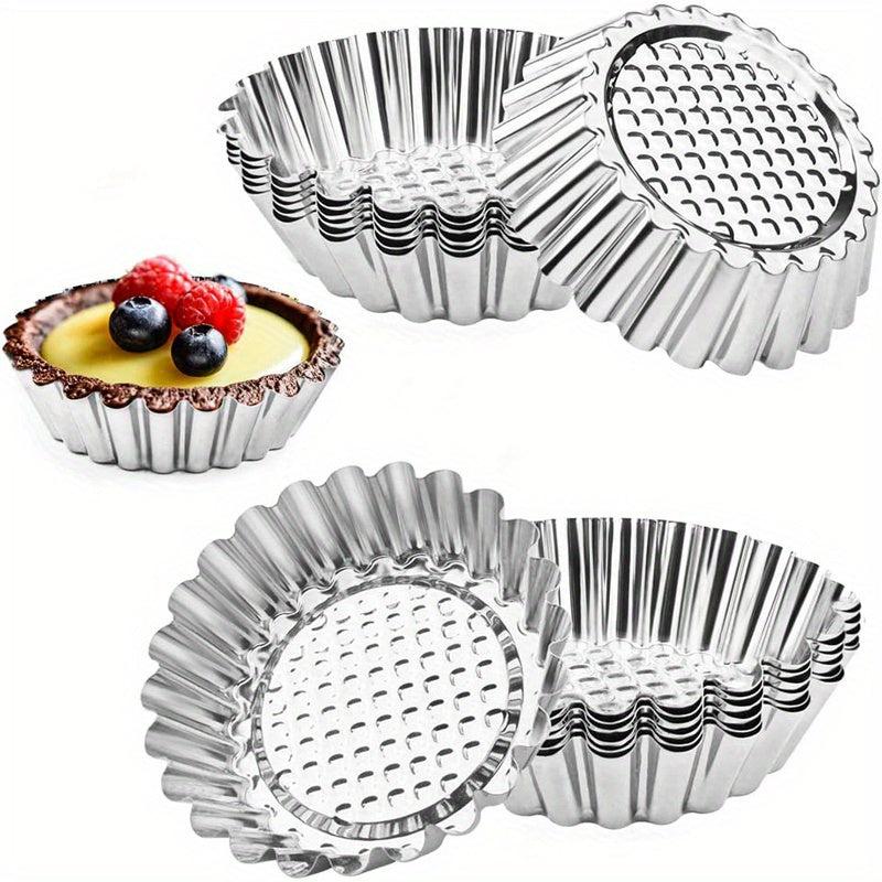 20pcs Stainless Steel Egg Tart Molds Non Stick Cake Baking Pans Kitchen Gadgets