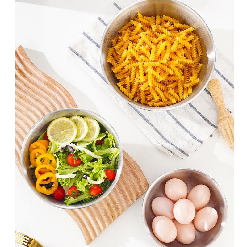 3pcs Stainless Steel Mixing Bowls Baking Kitchen Gadgets