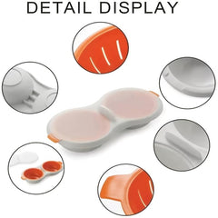 Microwave Egg Poacher 2 Eggs Silicone Egg Boiler Set Creative Draining Egg Cup