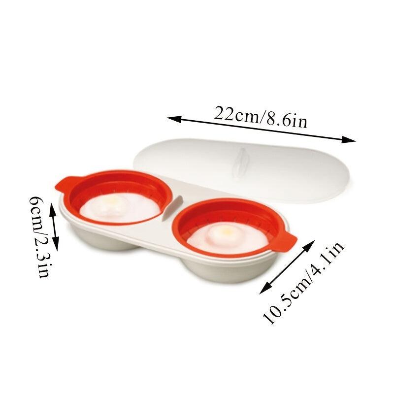 Microwave Egg Poacher 2 Eggs Silicone Egg Boiler Set Creative Draining Egg Cup