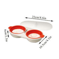 Microwave Egg Poacher 2 Eggs Silicone Egg Boiler Set Creative Draining Egg Cup