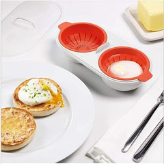 Microwave Egg Poacher 2 Eggs Silicone Egg Boiler Set Creative Draining Egg Cup