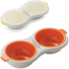 Microwave Egg Poacher 2 Eggs Silicone Egg Boiler Set Creative Draining Egg Cup