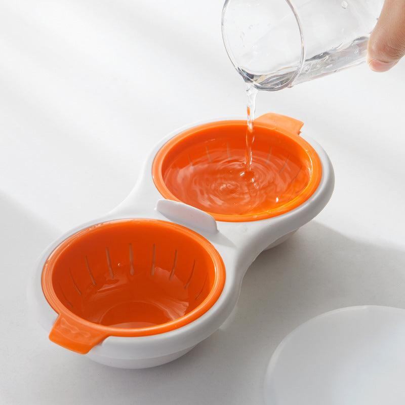 Microwave Egg Poacher 2 Eggs Silicone Egg Boiler Set Creative Draining Egg Cup