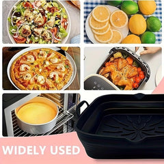 Collapsible Silicone Air Fryer Liner 23 Square Reusable Baking Tray