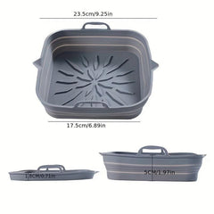 Collapsible Silicone Air Fryer Liner 23 Square Reusable Baking Tray