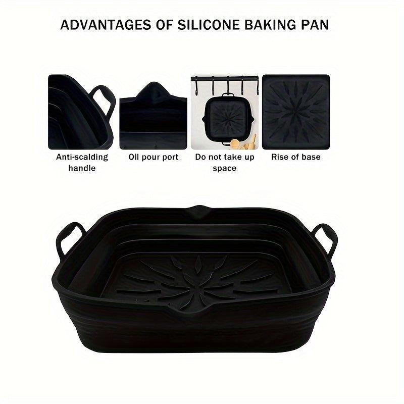 Collapsible Silicone Air Fryer Liner 23 Square Reusable Baking Tray