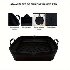Collapsible Silicone Air Fryer Liner 23 Square Reusable Baking Tray