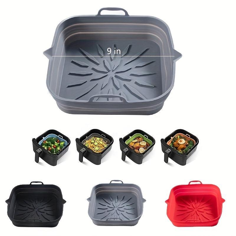 Collapsible Silicone Air Fryer Liner 23 Square Reusable Baking Tray