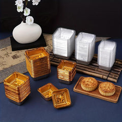 100pcs Moon Cake Boxes Plastic Mooncake Trays Cake Wrappers