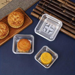 100pcs Moon Cake Boxes Plastic Mooncake Trays Cake Wrappers