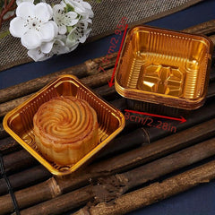 100pcs Moon Cake Boxes Plastic Mooncake Trays Cake Wrappers