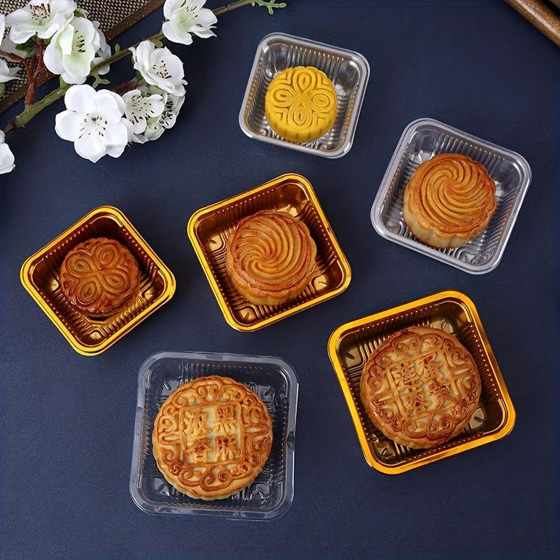 100pcs Moon Cake Boxes Plastic Mooncake Trays Cake Wrappers