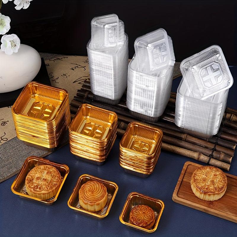 100pcs Moon Cake Boxes Plastic Mooncake Trays Cake Wrappers