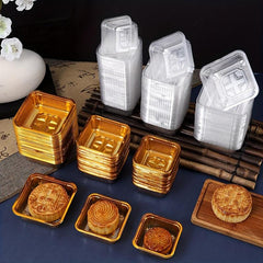 100pcs Moon Cake Boxes Plastic Mooncake Trays Cake Wrappers