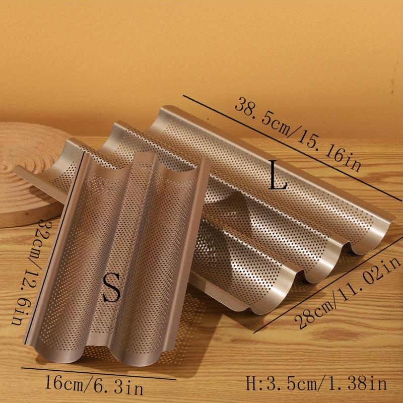 Golden Baguette Pan Non Stick French Bread Pan 2-3 Loaves Baking Loaf Mold