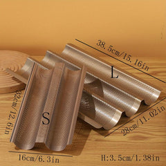 Golden Baguette Pan Non Stick French Bread Pan 2-3 Loaves Baking Loaf Mold