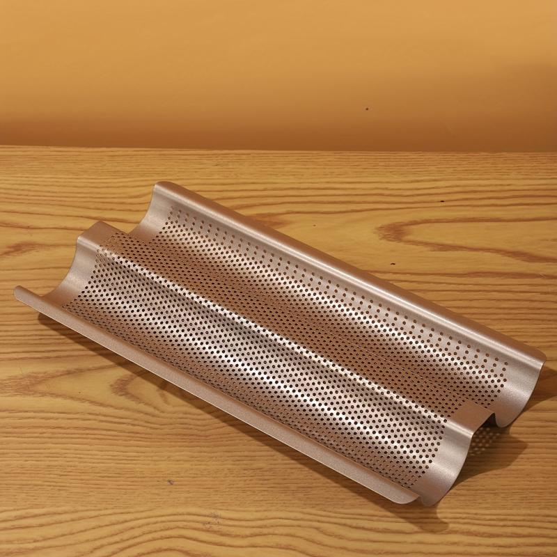 Golden Baguette Pan Non Stick French Bread Pan 2-3 Loaves Baking Loaf Mold