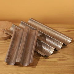 Golden Baguette Pan Non Stick French Bread Pan 2-3 Loaves Baking Loaf Mold