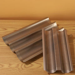 Golden Baguette Pan Non Stick French Bread Pan 2-3 Loaves Baking Loaf Mold