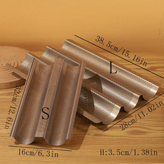 Golden Baguette Pan Non Stick French Bread Pan 2-3 Loaves Baking Loaf Mold