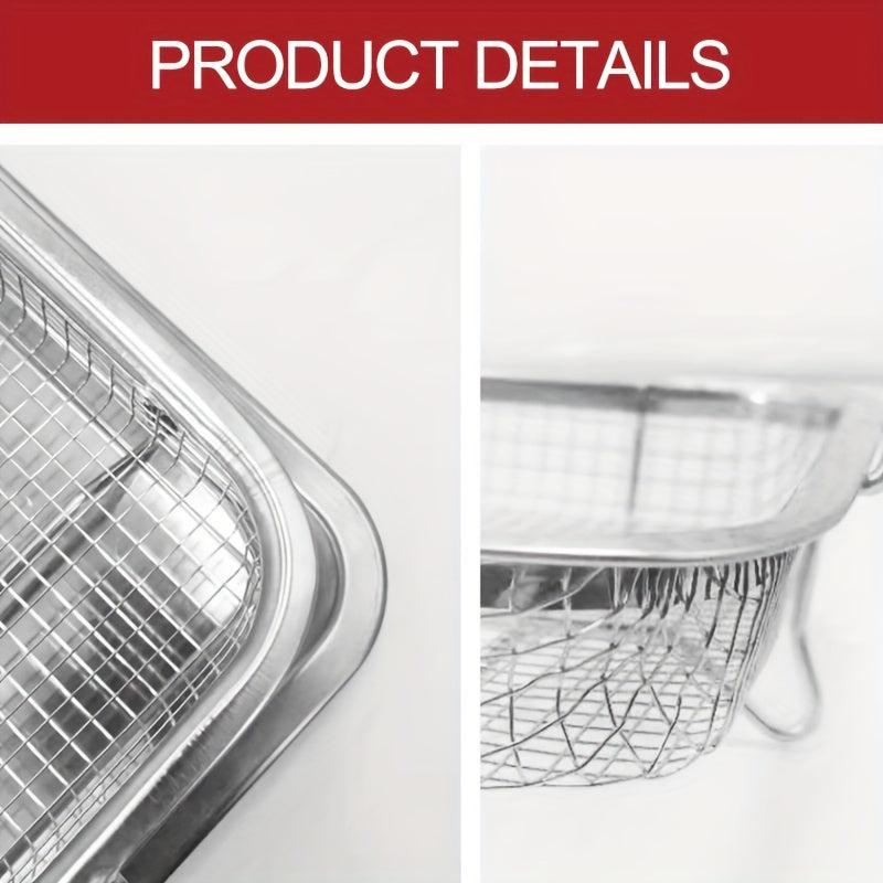2pcs Stainless Steel Air Fryer Basket & Pan 32x24cm