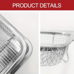 2pcs Stainless Steel Air Fryer Basket & Pan 32x24cm