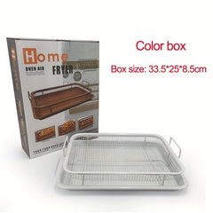 2pcs Stainless Steel Air Fryer Basket & Pan 32x24cm